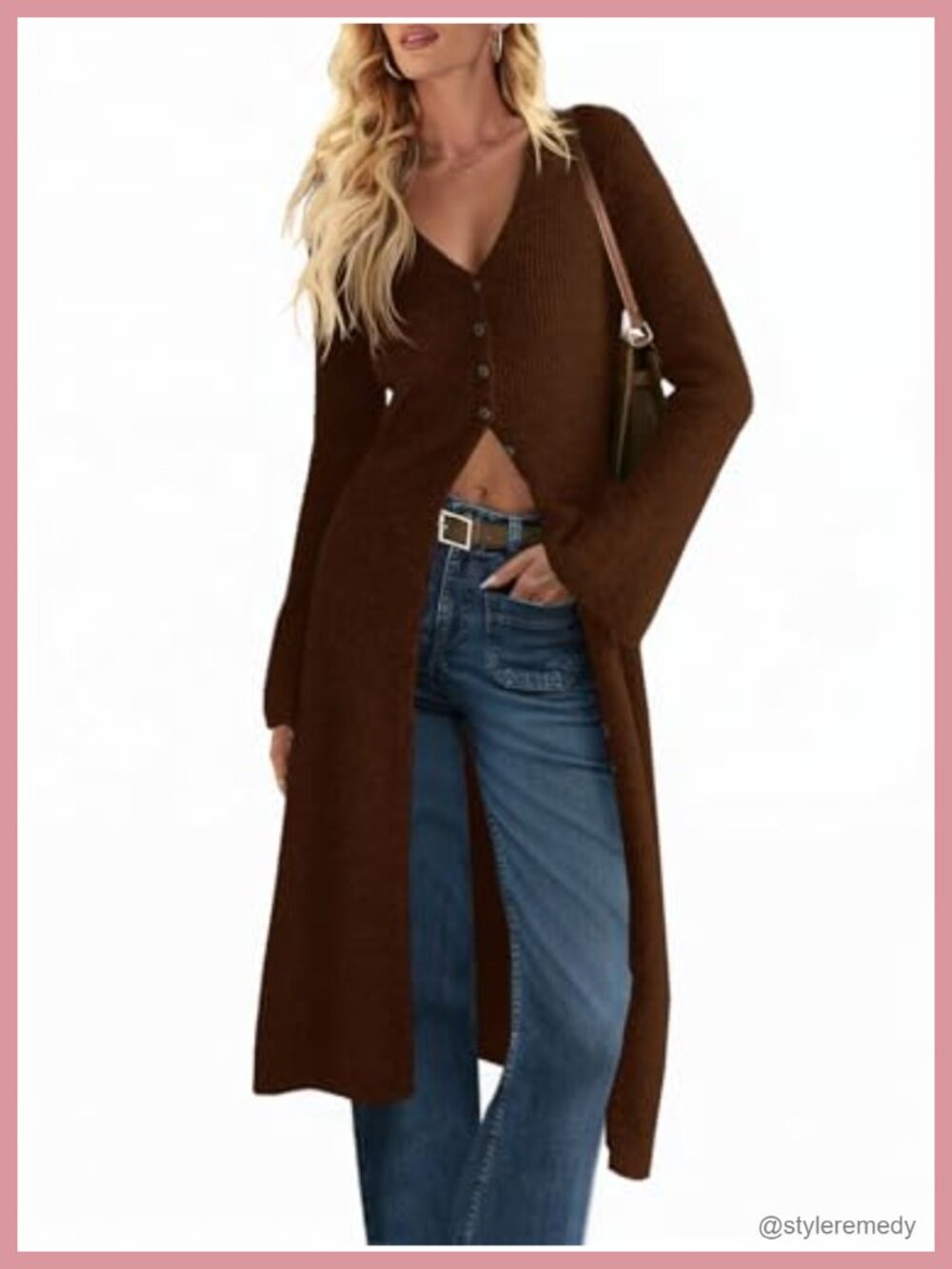 Women's Long Cardigan Sweater Chunky Knit Open Front Button Down Midi